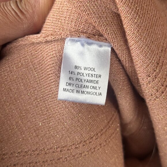 Lela Rose Blush Pink Wool Blend Dress Size Medium W/ Pleated Sleeves Mid-Length - Picture 6 of 13